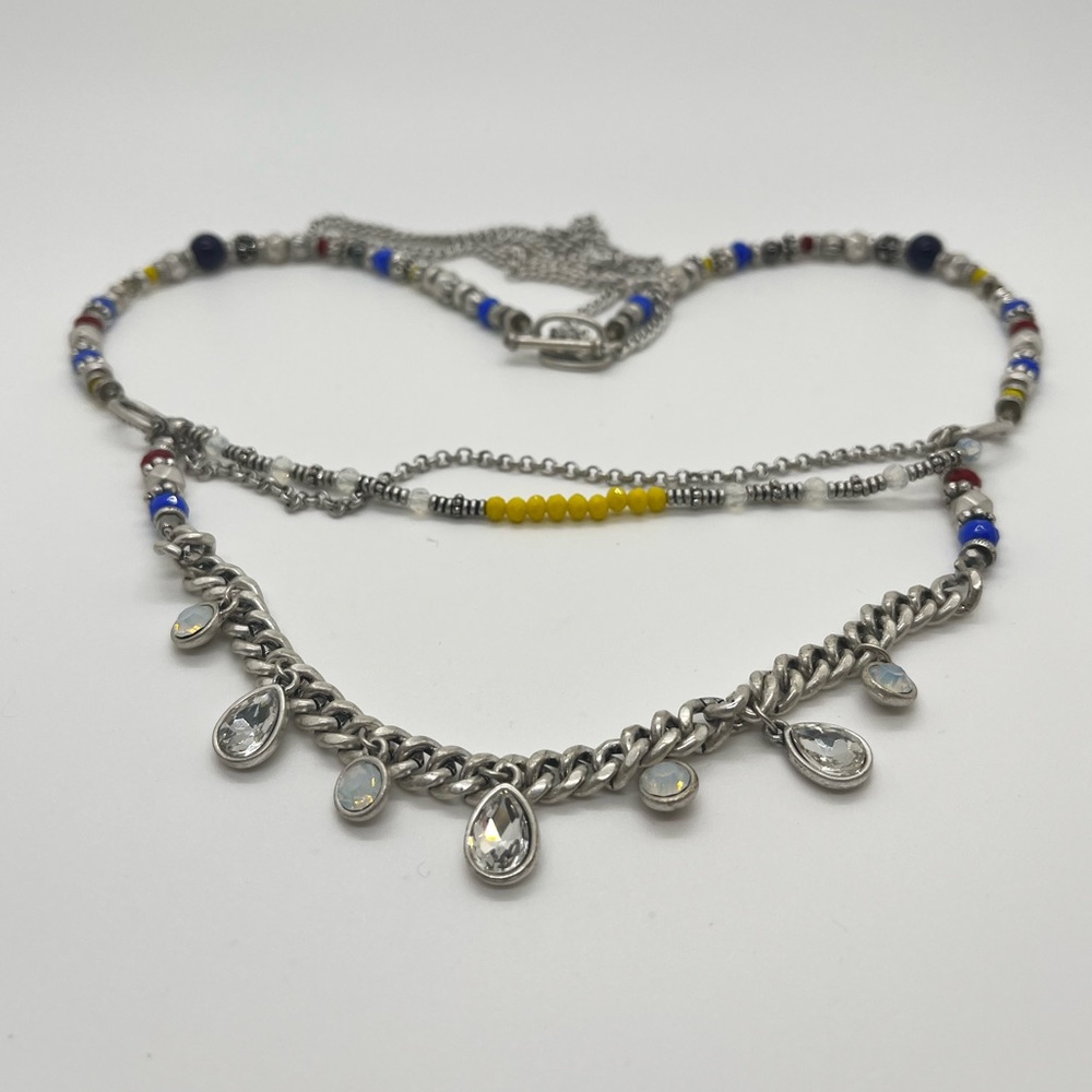 Premier Designs New Old Stock Necklace Earrings Set Silver Tone Rhinestones